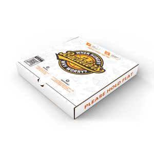 white color printed pizza box packaging